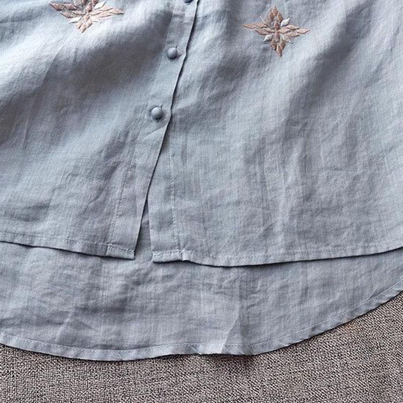 Tops for Women Long Sleeve Shirts Spring Embroidery Oversize Versatile Casual Cotton Shirt Loose Blouse Pullover Tops