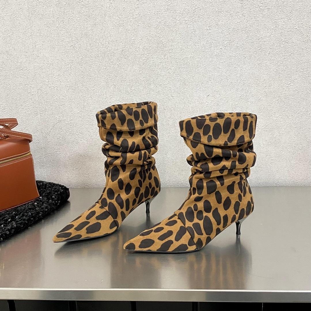 

Pointed suede pleated western cowboy boots women s 2025 autumn new low-heeled kitten and short boots fashion stacking boots 39 леопард друку кольору