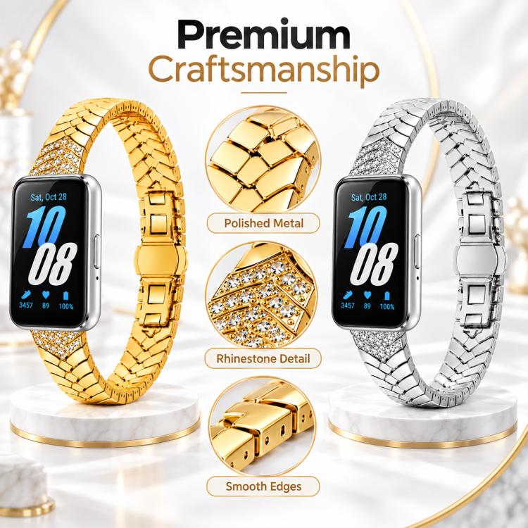 Double Folding Butterfly Clasp Metal Watch Band For Galaxy Fit3 SM-R390