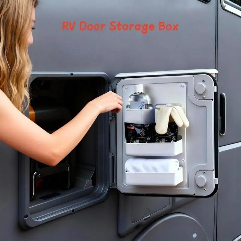 For Accessories Compartment Holder for Biodegradable Powder RV Toilet Storage Box Waste Tank Door Organizer Rack RV