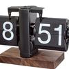 Flip Desk Clock Flip Down Clock Wood Base Creative Table Clock Mechanical Flip Clock for Cafe Home Office Living Room Bedroom