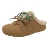 Fashion Aphixta Cow Suede Brown Slipper Furry Warm Women Mule Outside Plush Shoes Colorful Lace Up Slides Chaussures Femme Zapatos Mujer