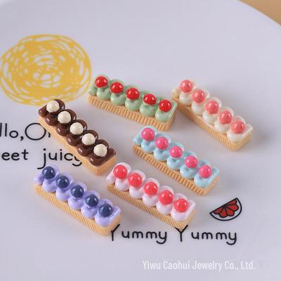 DIY Simulation Food Keychain: Long Cream Cake Phone Charm Resin Jewelry Pendant.