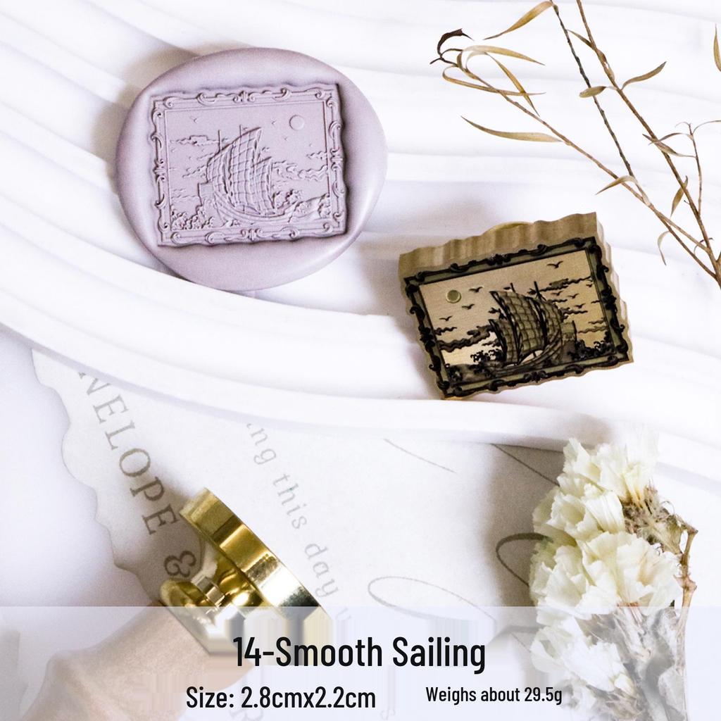 Three-Dimensional Engraved Brass Wax Seal Stamp Head with Frosted Irregular Multi-Layer Design