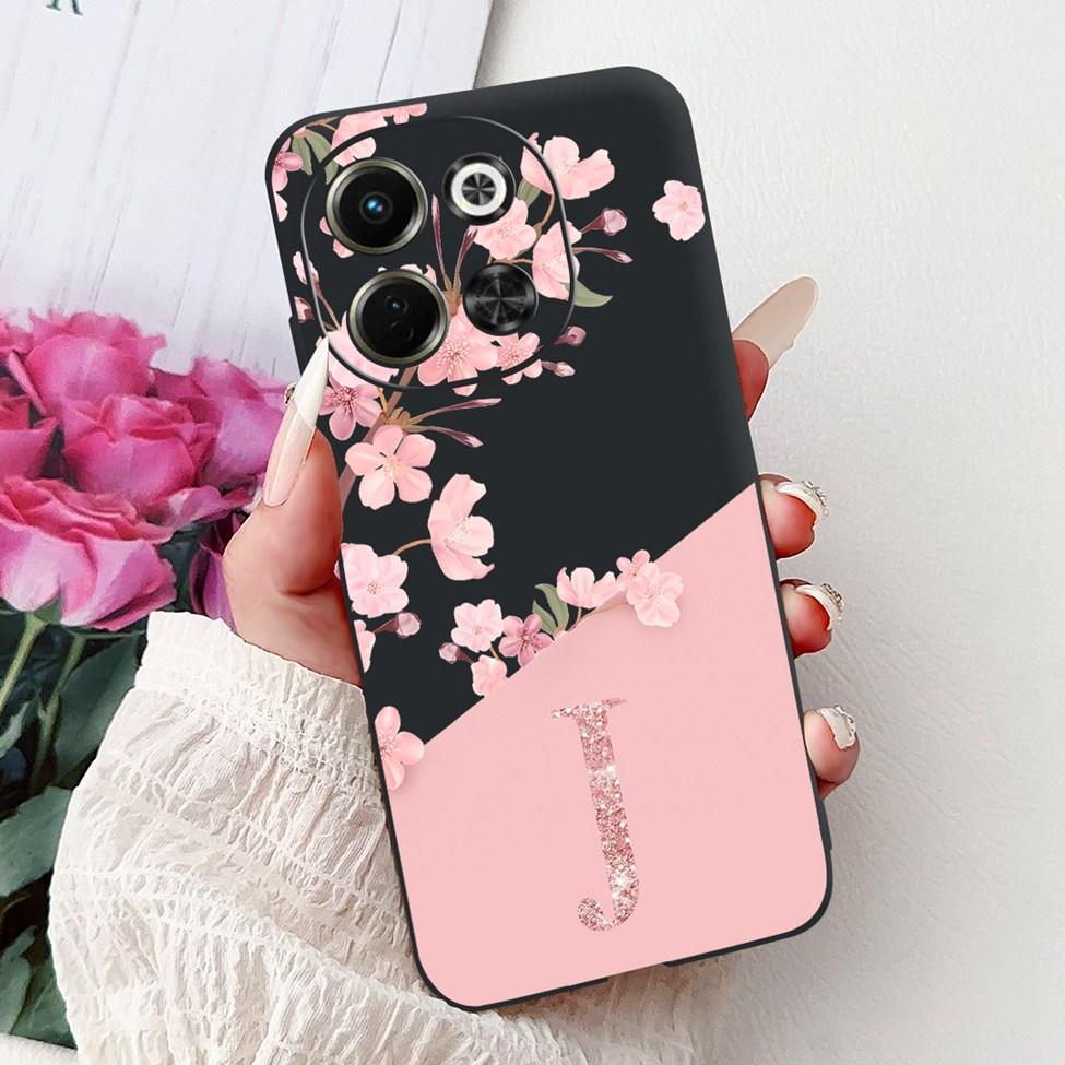 For Tecno Spark 30 5G KL8 Case Fashion Flowers Crown Luxury A-Z Letters Silicone Shockproof Cover For Techno Spark 30 5G Funda