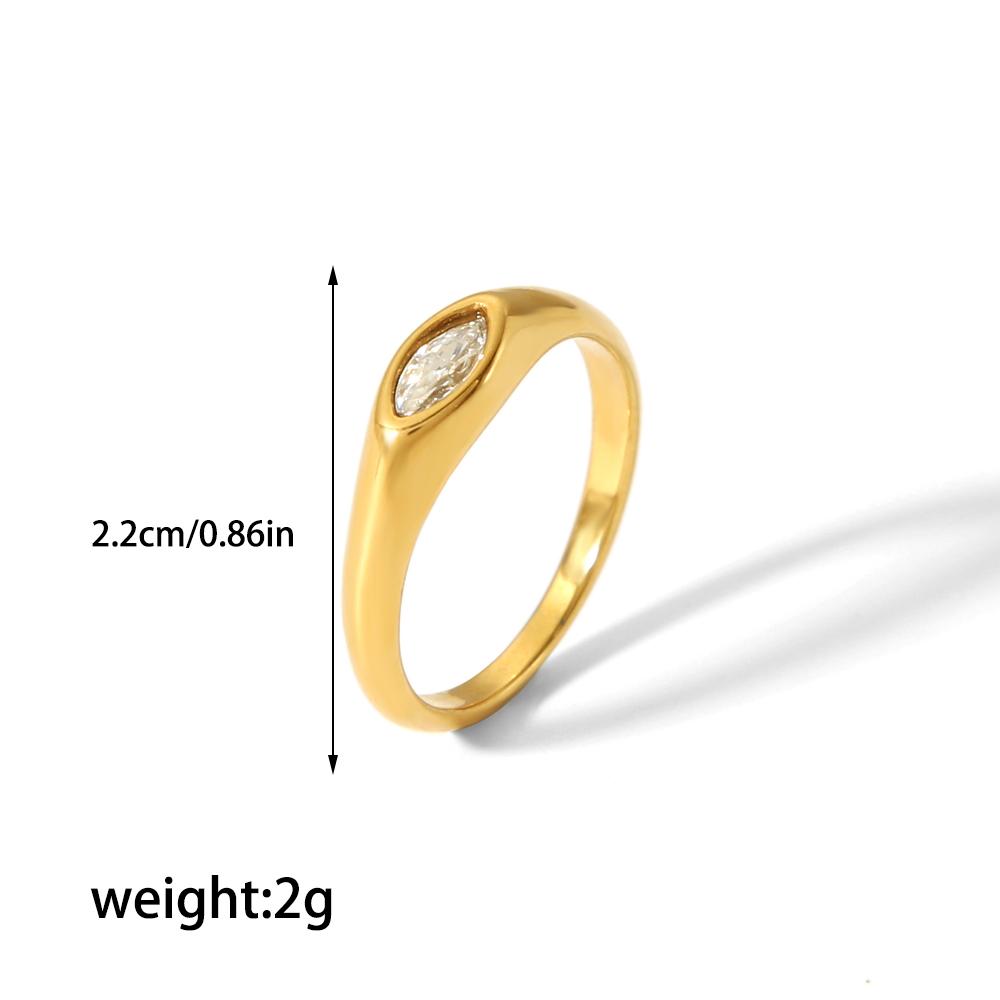 Exquisite Sparkling Peach Heart Zircon Fashion Stainless Steel Rings For Women 18K Gold Plated Jewelry Waterproof Accessories