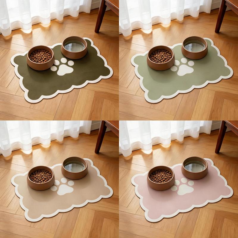 Waterproof Non Slip Pet Feeding Mat Absorbent Wavy Edge Easy Clean Pad for Cats Puppy Pet Feeding Supplies