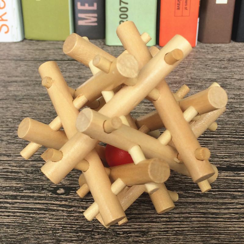 Lacăt Kongming din lemn, Puzzle 3D de tip Brain Teaser, Puzzle de decompresie pentru birou pentru adulți, Cadou de inteligență pentru copii (Douăsprezece Surori)