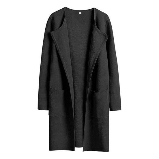 Cappotto da Donna Lunghezza Media Autunno Inverno Colletto Revers Elegante Tinta Unita Tasca Maniche Lunghe Casual Largo Spesso Caldo Giacca Capispalla da Donna
