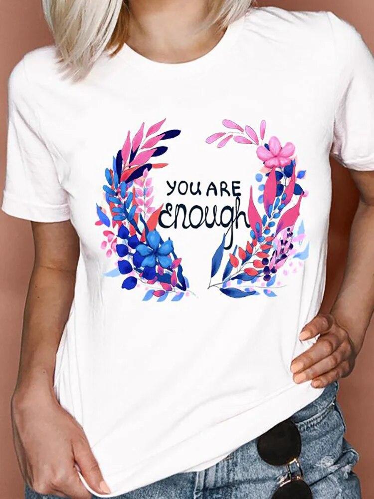 Women T Shirts Cartoon Bee Floral Queen Fashion Print Female Graphic T Top Female 90S Clothing Short Sleeve Shirt Tee T-Shirt