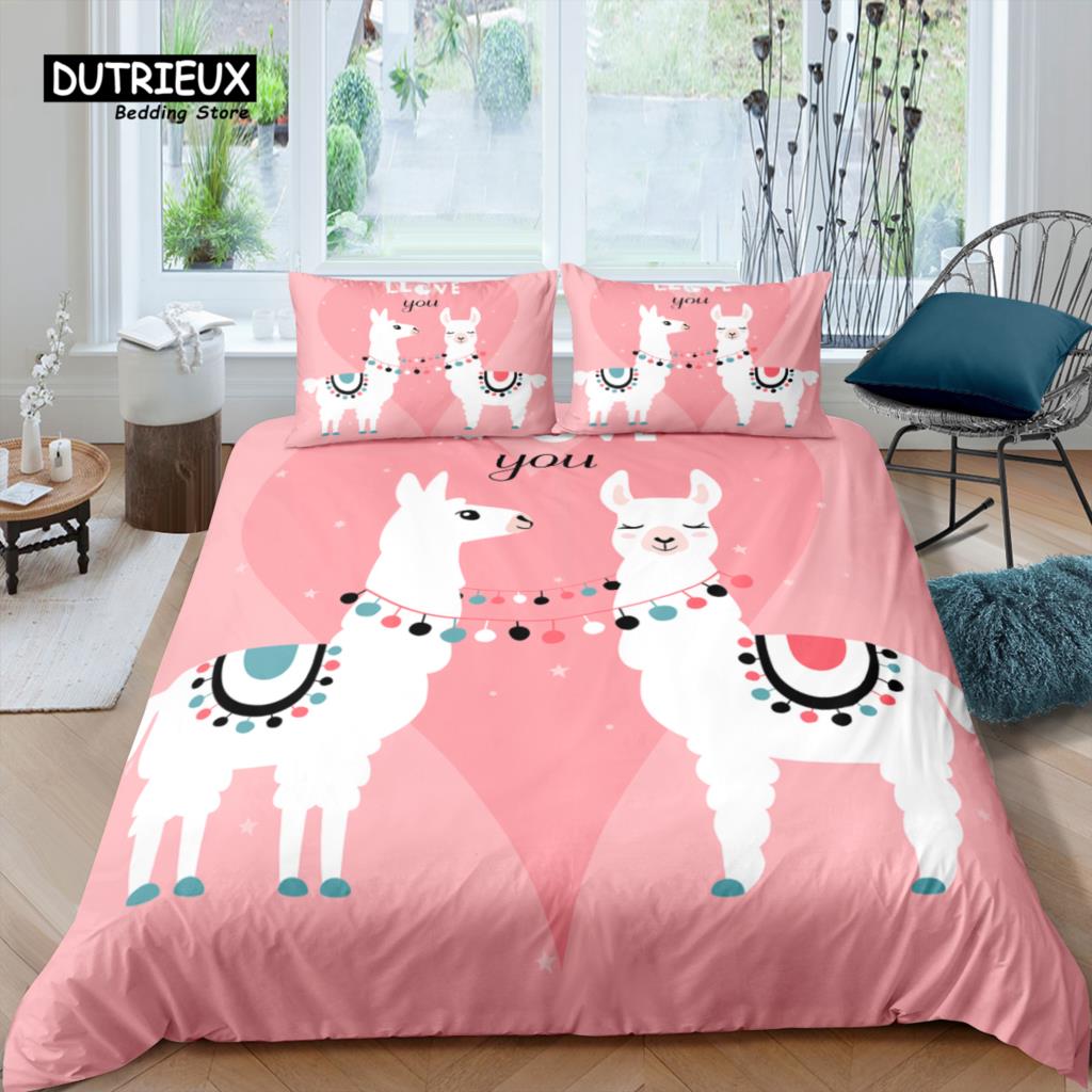 Home Living Luxury 3D Alpaca Bedding Set Duvet Cover Pillowcase Kids Bedding Set Queen and King EU/US/AU/UK Size