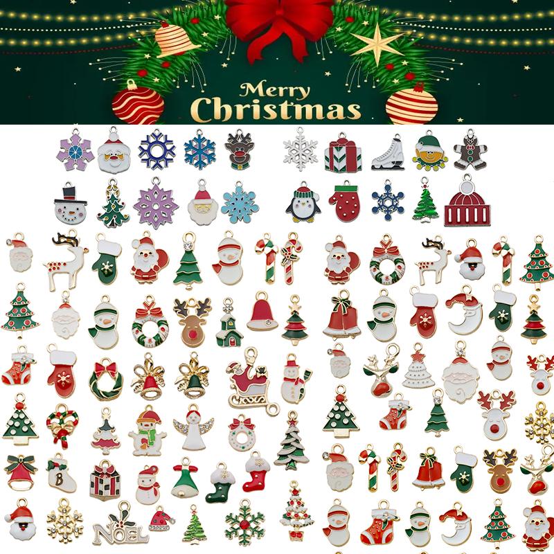 2096pc Merry Christmas Alloy Diy Ornament Santa Snowman Elk Bell Decor Pendant