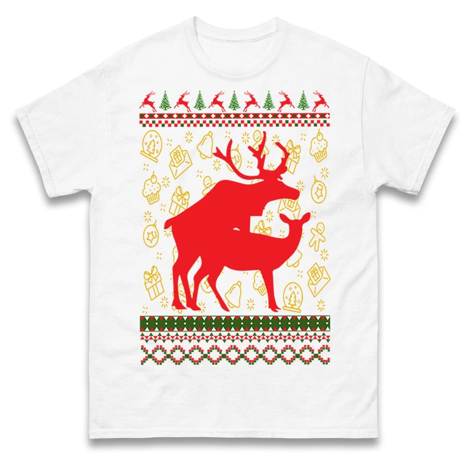 Reindeer Having Fun Christmas Funny T Shirt 2XL