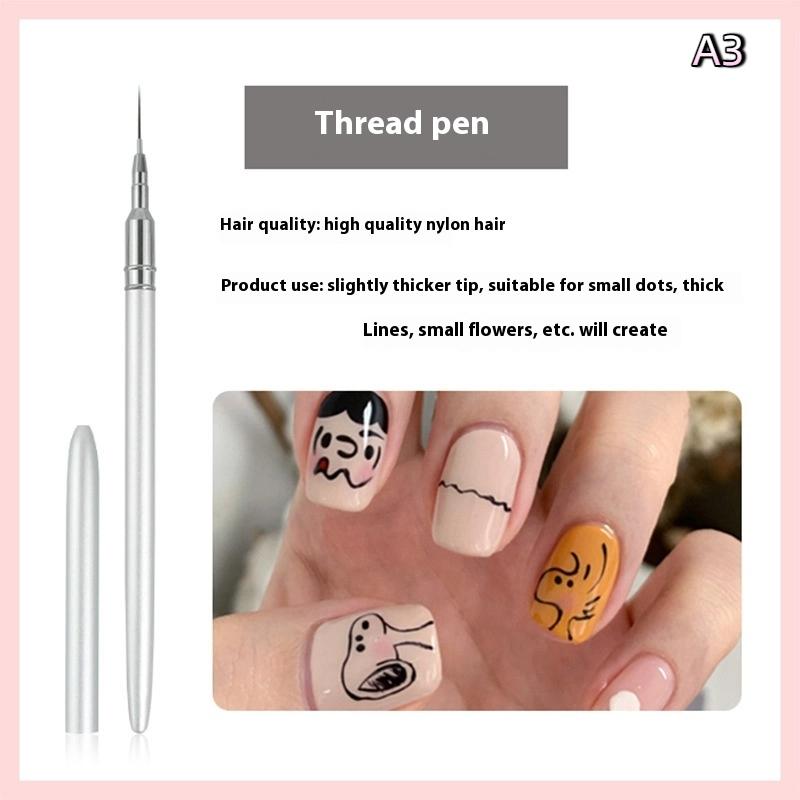 Detail Painting Pen for Nail Design Manicure 7/9/11/15/20mm Drawing Tool for Lines Silver Nail Art Liner Brushes Set 5 Sizes