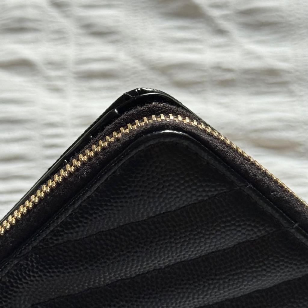Used SAINT LAURENT BOW01 1000 Monogram Zipper Wallet