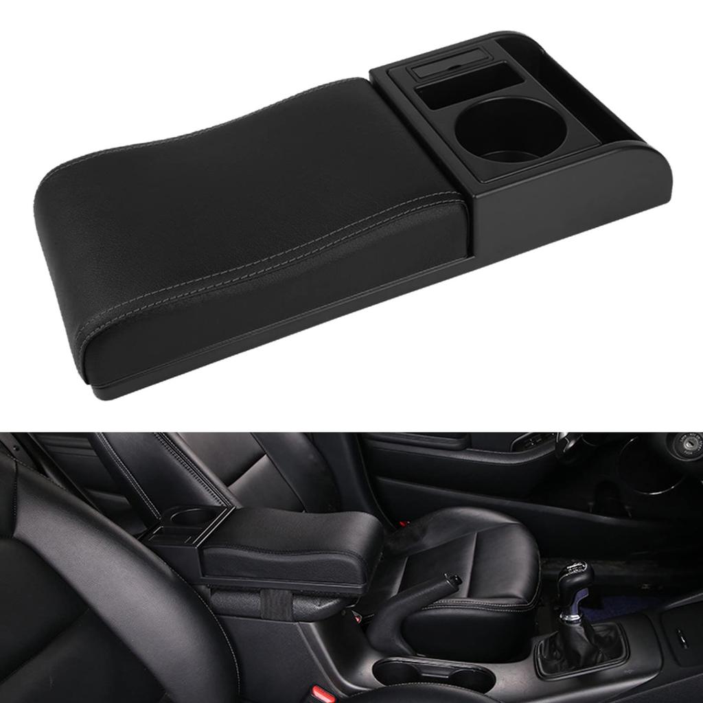 PIENSE Universal Car Armrest Console Box with Extendable USB Charging Drink and Storage Armrest, Port, Holder, (Black)