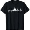 Funny Sailing Design For Men Women Sailboat Lover Heartbeat T-Shirt
