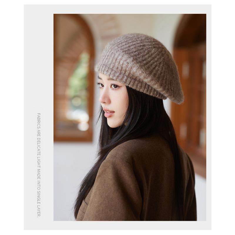 Autumn and Winter Hats, Children's Knitted Warm Woolen Hats, Solid Color Berets