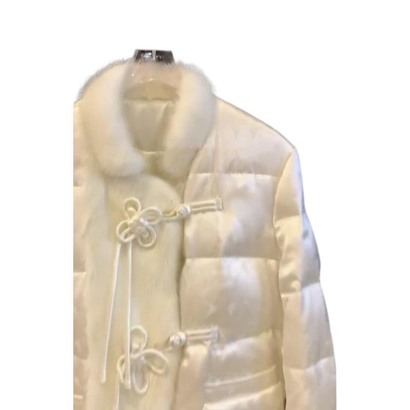 Szykowna, wysokiej klasy kurtka puchowa w stylu chińskim dla kobiet - Moda zimowa