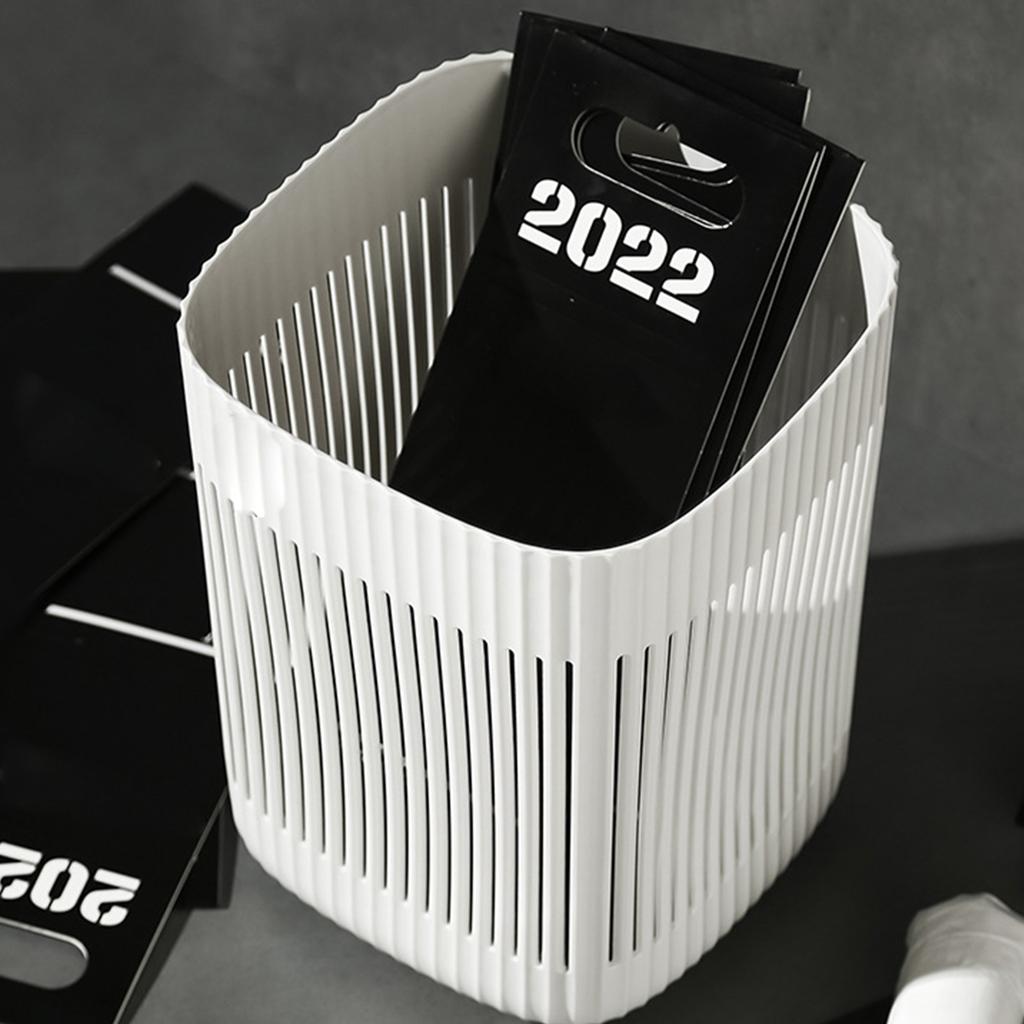 Plastic Wastebasket Trash Can Hollow Design Open Top Waste Container Large Capacity Garbage Bin for Bedroom Bathroom