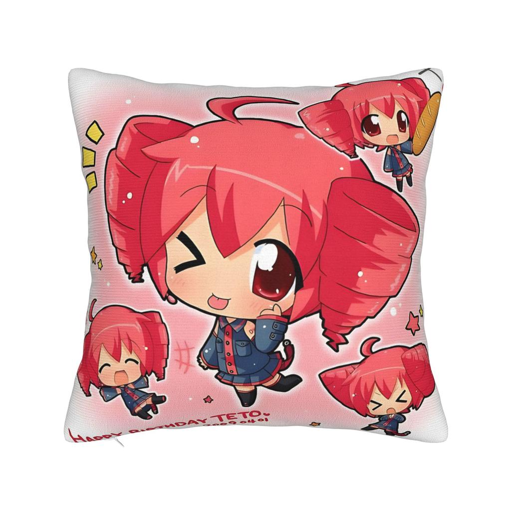 Chibi Kasane Teto Pillow Case Square Pillow Cover Funny Cushion Cover For Sofa Bedroom Home Decor