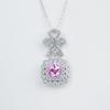 Zhou Hengfu Light Blue Sapphire Pendant with Bowknot In S925 Silver & White Gold Chain