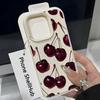 Wine Red Cherry Pattern Lychee Texture Phone Case For iPhone 17 Pro Max 11 12 13 14 15 16 17 Air 15 Plus X XS XR 16E Soft Cover