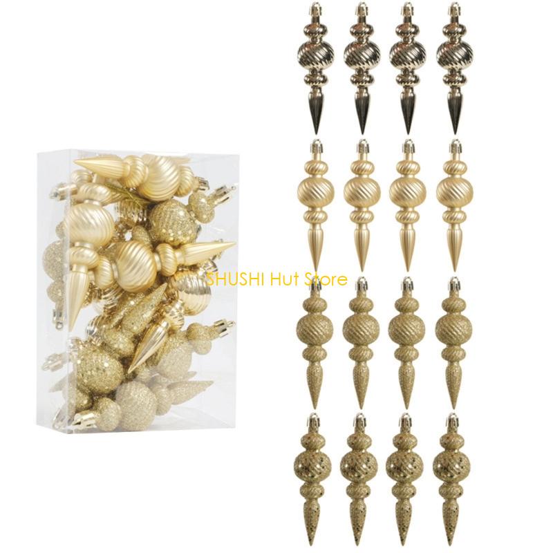 

Festival Plastic Hanging Decorations Colorful Painted Irregular Tapered Design Christmas Decoration For Indoor Outdoor D57B золотий