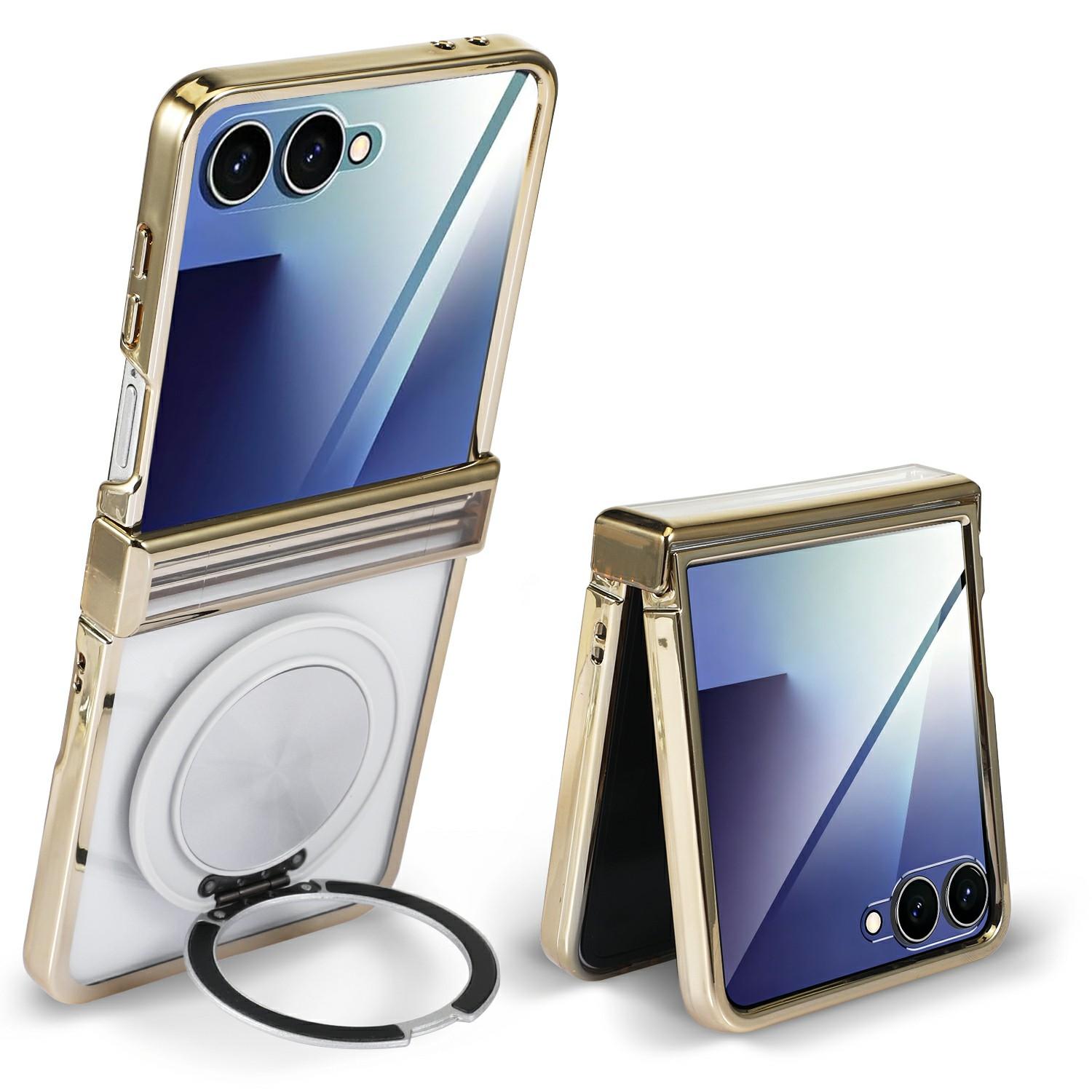 

For Motorola Razr 60 Ultra 5G Magnetic Case CD Vein Rotating Kickstand Electroplated PC Phone Cover