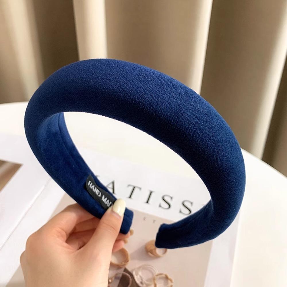 

Velvet Material Sponge Padded Headbands Sponge Padded Hair Hoop Thick Hair Hoop Bands Daily Wear темно-синього кольору