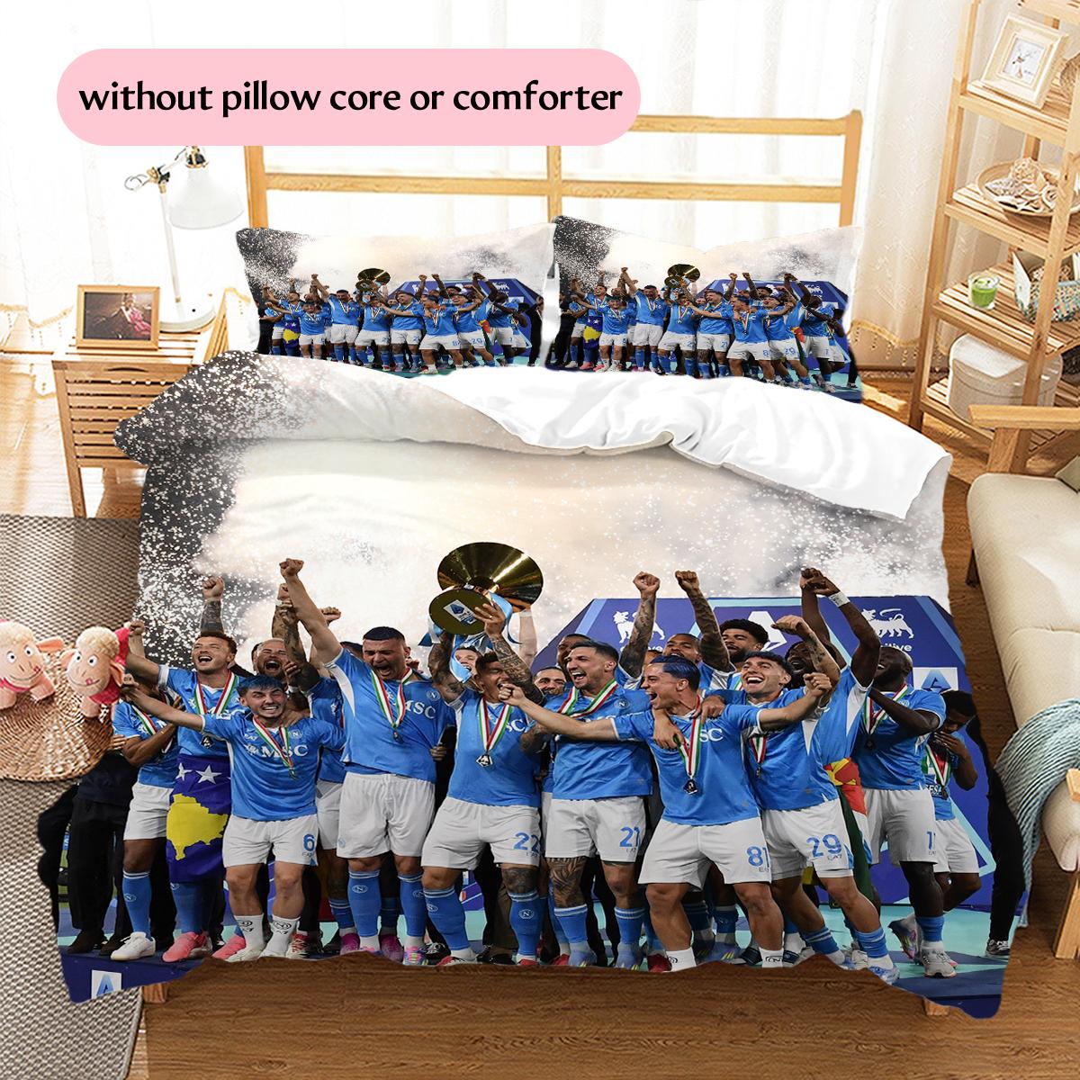 

Napoli Football Team Pattern Bedding Home Decoration Birthday Gift (1 * duvet cover + 2 * pillowcase, without core) 155x200cm