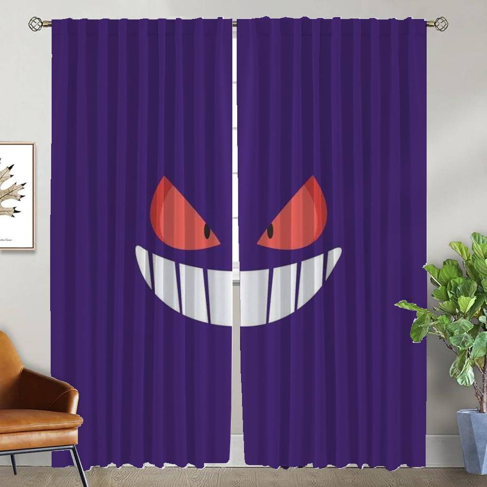 Home Interior Curtains 2 Pieces P-pokemones Curtains Child Room Window Curtain Shades Partition Halloween Decoration Living