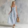 Women's Clothing 2026 Fashionable Temperament Button Strap Sleeveless Slim Dress
