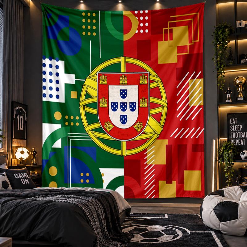 Gobelin wiszący na ścianę Portugalia Nadruk Piłkarski Tkanina do Salonu Sypialni Wystrój Domu