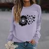 Women's Fashion Casual Long Sleeve Solid Color Printed Round Neck Top Sweatshirt