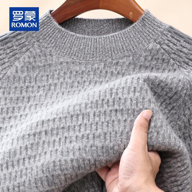 ROMON Men's 100% Cashmere Semi-Turtleneck Pullover Sweater