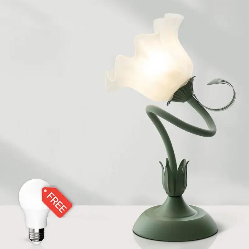 DurableBedside Night Light Explosion Pastoral Flower Romantic Bedroom Princess Room Desk Decoration Atmosphere 5W Three-color Li