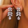 2 Stück Damenmode Bronze Zirkon Exquisite Blatt Wassertropfen Quastenohrringe Zirkon Geeignet für Date, Party, Festival Geschenke