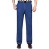 Men's High Waist Elastic Denim Trousers - Autumn/Winter Style, Loose Fit, Business Casual for Middle-aged Dads