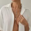 Spice Girl Cross Metal Pendant Necklace Elegant Pearl Beaded Y-Shaped Clavicle Chain Multilayer