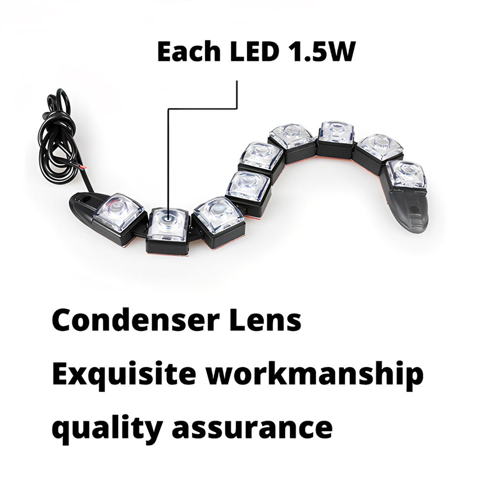 1PCS DRL COB White Flexibles Fog Lights Day Times Running Auto Head Lamp Waterproof 10w Bright Led Car Styling Gluttonous Snake