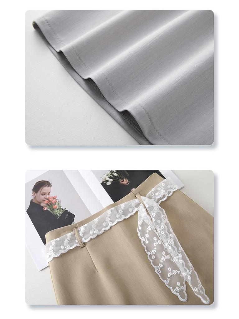 Damska biała koronkowa spódnica midi w kształcie litery A – dopasowana w biodrach, casualowa i petite, kolekcja lato 2025