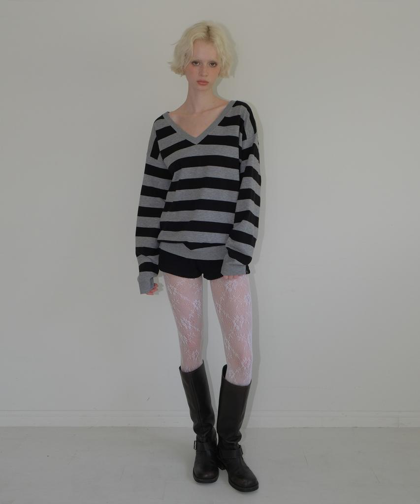 Kyuliti C One-Shoulder Striped Knit_Black
