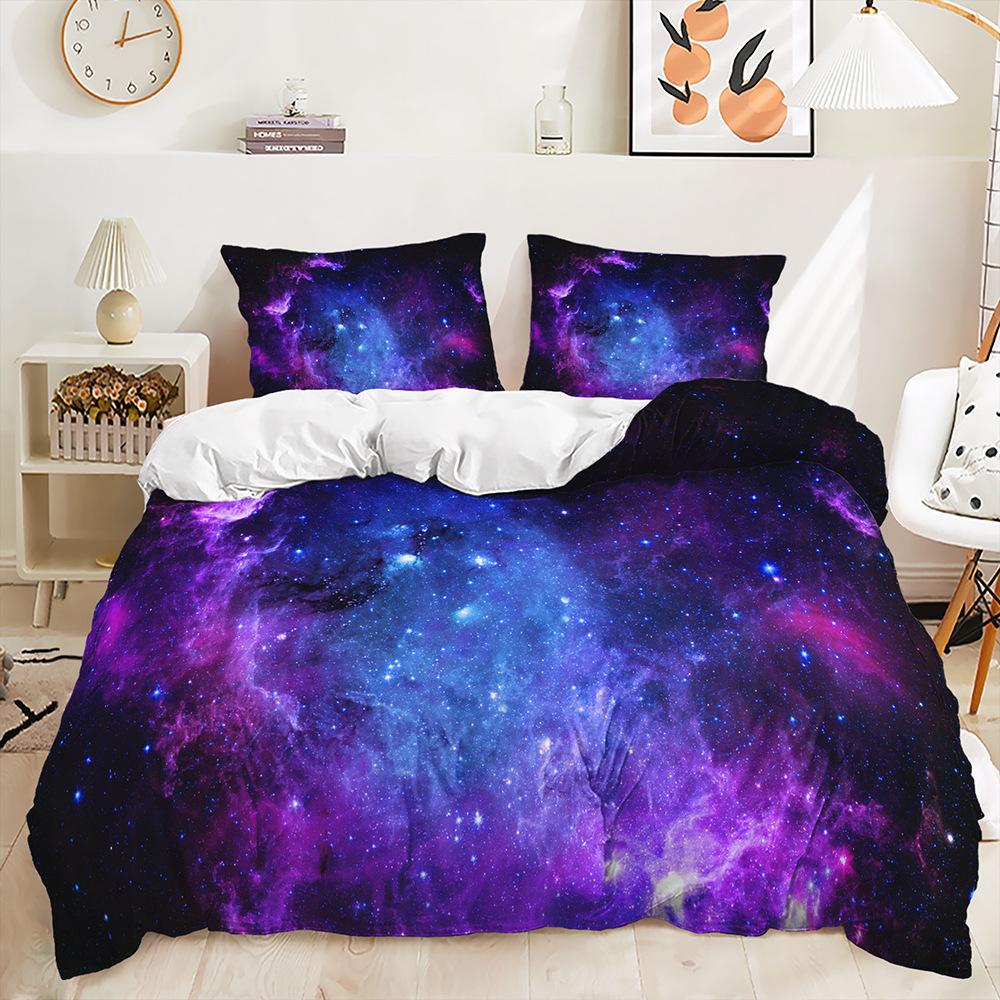Galaxy Universe Outer Space Theme Duvet Set Digital Printing Three-Piece Bedding Set