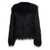 Women's Faux Fur Jacket Warm Plush Round Neck Coat Autumn Winter Long Sleeve