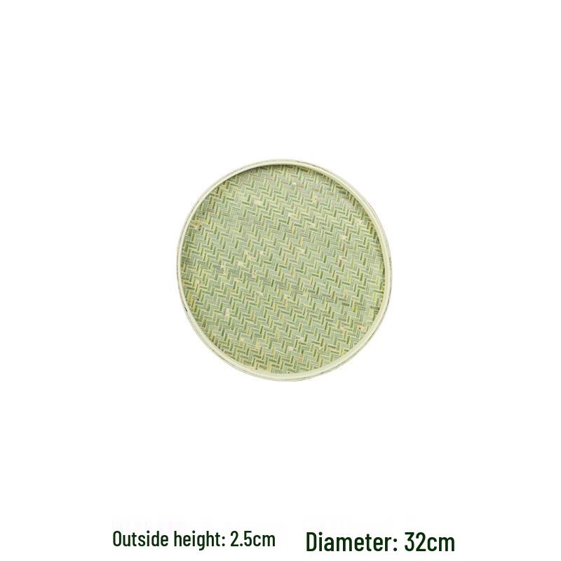 Bamboo Weaving Green Winnowing Basket/Restaurant Sashimi Platter with or without Holes for Drying, Sieving, Tea Sampling, or Decorative Use