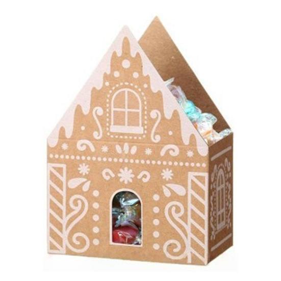 Christmas Gingerbread House Gift Box Small Christmas Candy Boxes for Cookies Chocolates Treats 3D House Shaped Paper Box for Holiday Party Favors