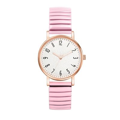 Wristwatch Women Accordion Belt Multiple Color Options Stretch Band Stainless Steel Arabic Numerals Large Numbers Easy-to-read Dial Quartz Type Size