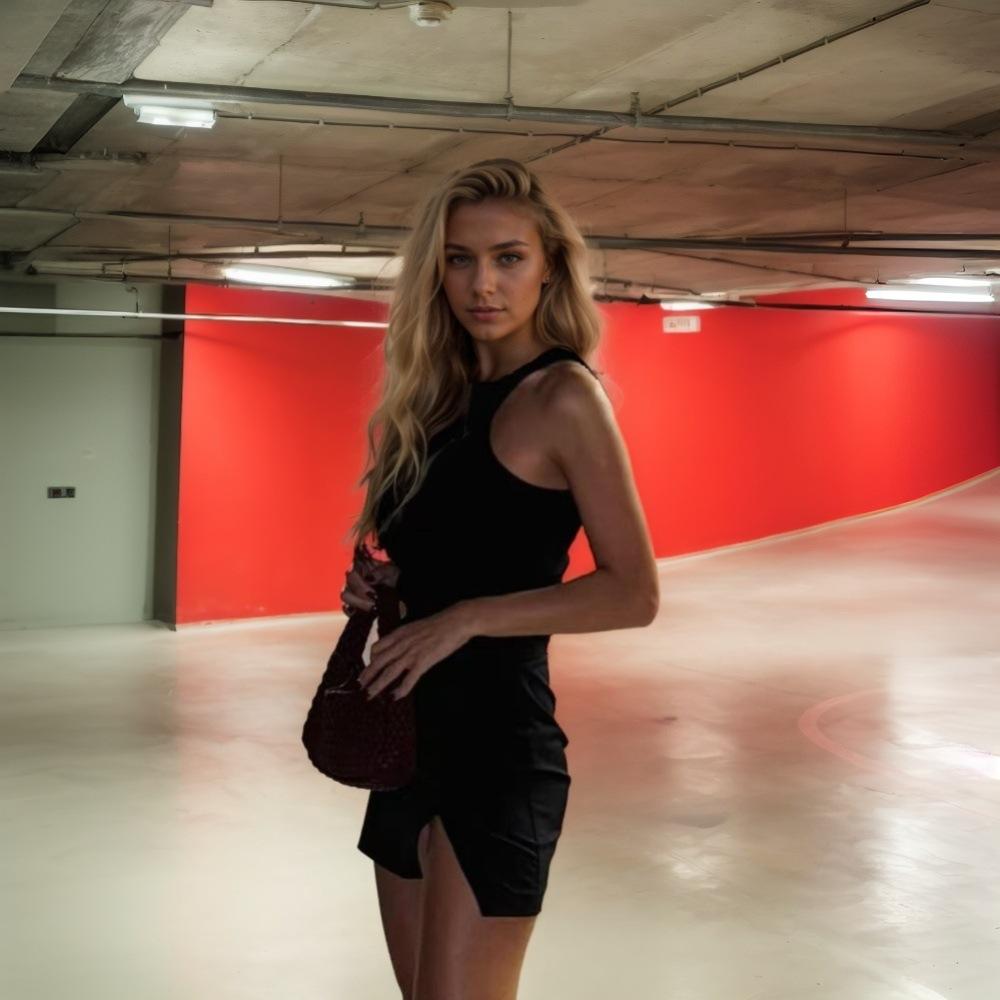 

Women S European And American Sweet And Spicy Style Dress New Spring/Summer Pure Desire Slit Body-Emphasizing Short Dress S чёрный