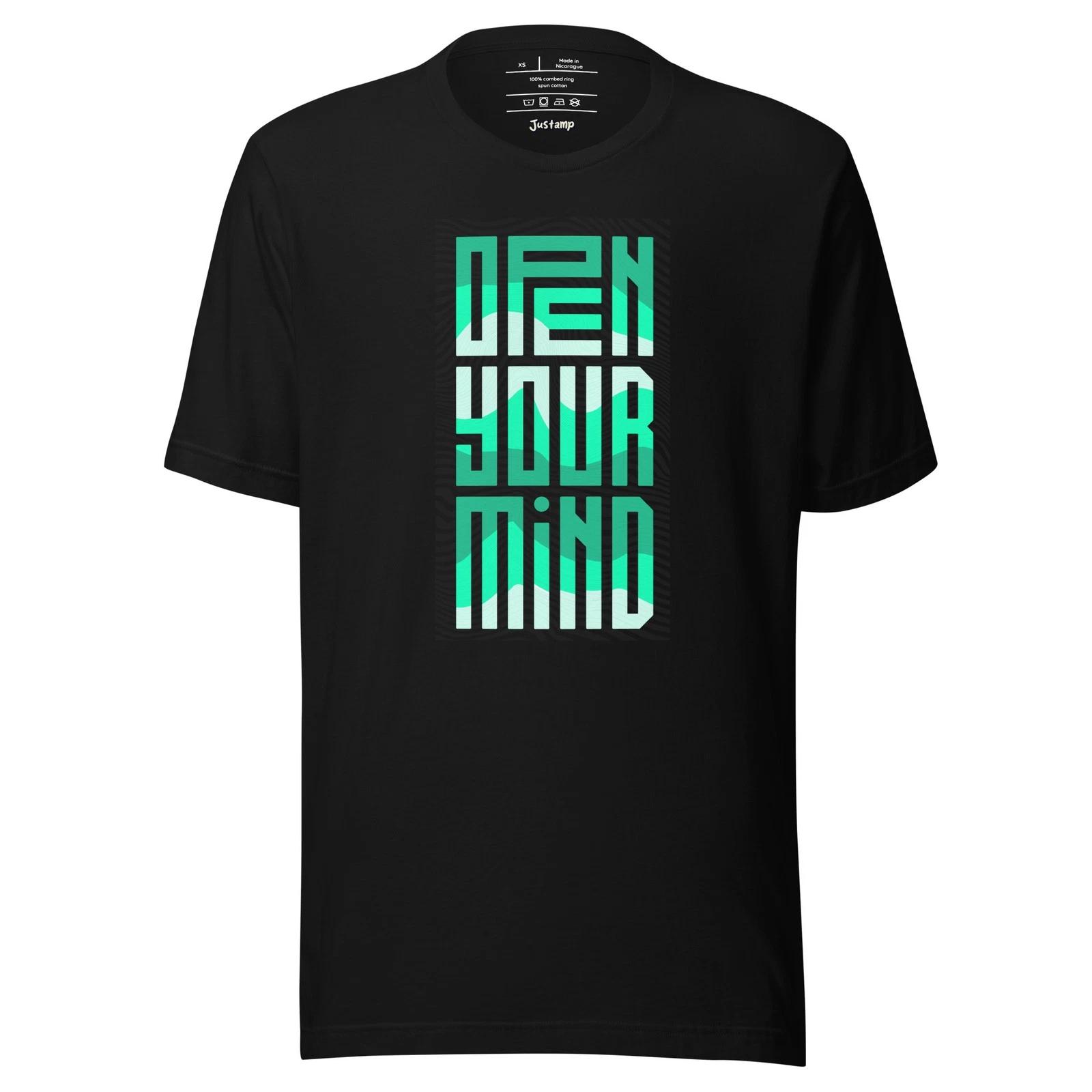 Open Your Mind Motivational Minimal Graphic T-Shirt M